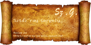 Sztáray Gergely névjegykártya