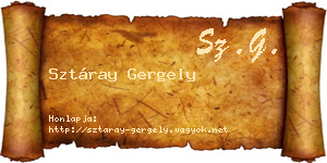 Sztáray Gergely névjegykártya